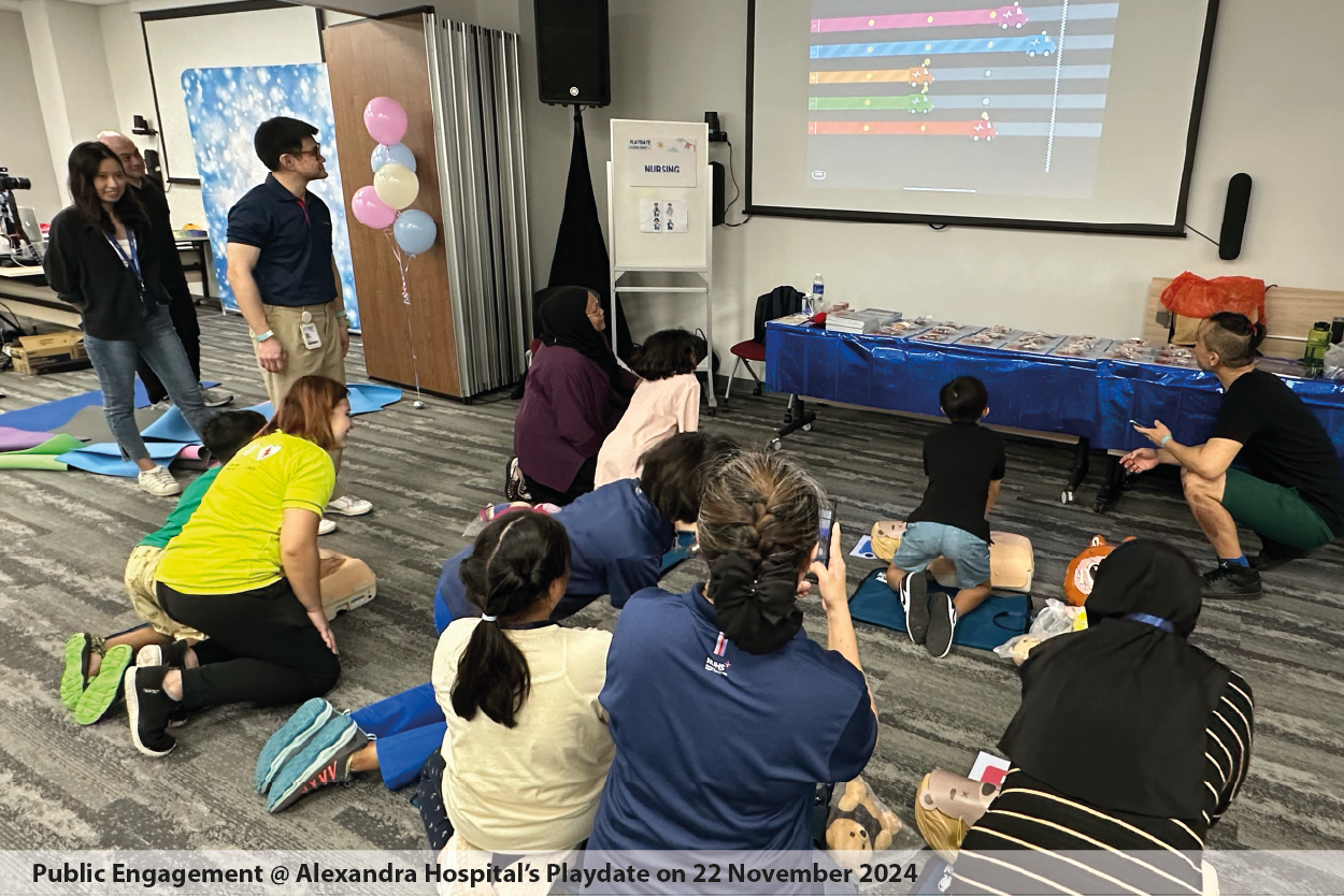 Photo of children competing in QCPR Race at Alexandra Hospital's Playdate on 22 November 2024.